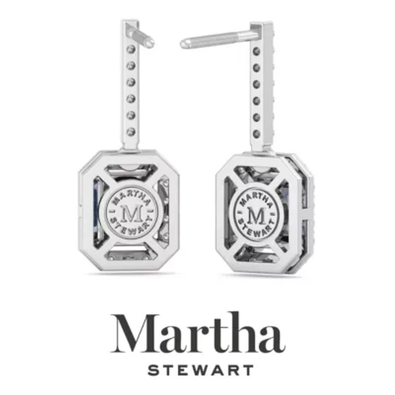 Lab Created Martha Stewart 2 1/2 Carat Emerald Cut Grown Diamond Drop Earrings Available 14 Karat White Or Yellow Gold