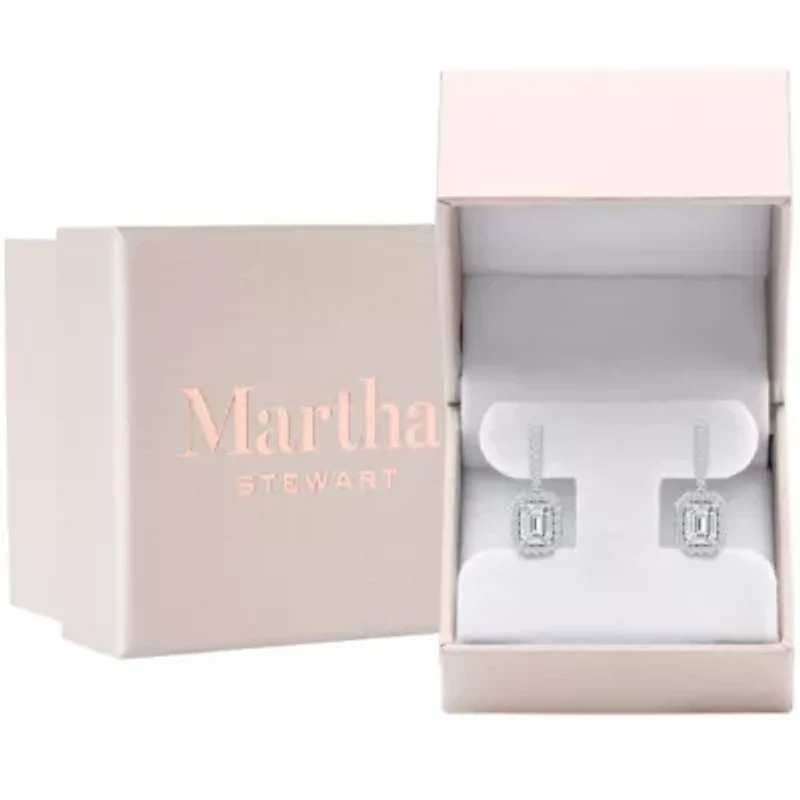 Lab Created Martha Stewart 2 1/2 Carat Emerald Cut Grown Diamond Drop Earrings Available 14 Karat White Or Yellow Gold