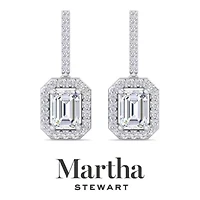 Lab Created Martha Stewart 2 1/2 Carat Emerald Cut Grown Diamond Drop Earrings Available 14 Karat White Or Yellow Gold