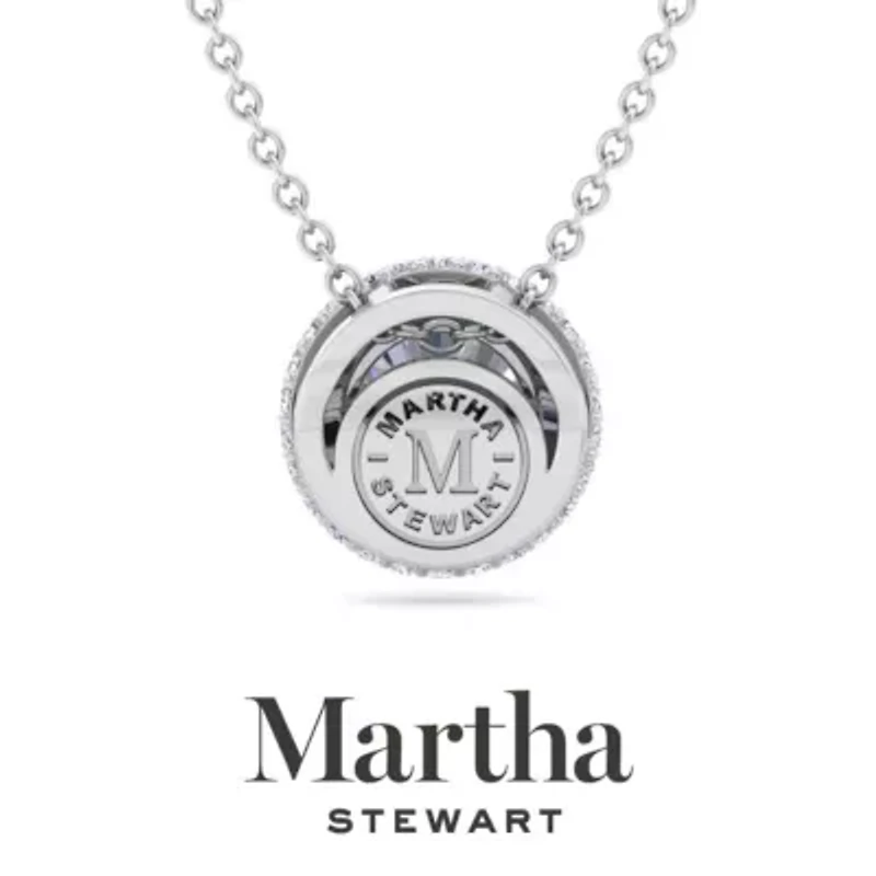 Lab Created Martha Stewart 2 1/4 Carat Grown Diamond Halo Necklace Available 14K White and Yellow Gold