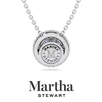 Lab Created Martha Stewart 2 1/4 Carat Grown Diamond Halo Necklace Available 14K White and Yellow Gold