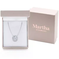 Lab Created Martha Stewart 2 1/4 Carat Grown Diamond Halo Necklace Available 14K White and Yellow Gold