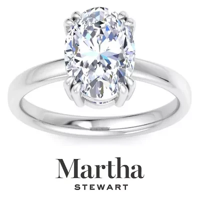 Lab Created Martha Stewart Carat Oval Shape Grown Diamond Solitaire Engagement Ring Available 14K White and Yellow Gold