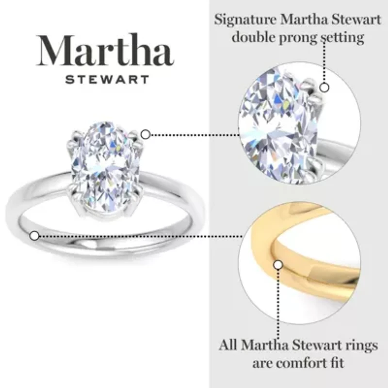 Lab Created Martha Stewart Carat Oval Shape Grown Diamond Solitaire Engagement Ring Available 14K White and Yellow Gold