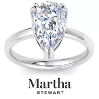 Lab Created Martha Stewart Carat Pear Shape Grown Diamond Solitaire Engagement Ring Available 14K White and Yellow Gold