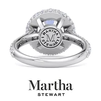Lab Created Martha Stewart 4 Carat Round Grown Diamond Hidden Halo Engagement Ring Available 14K White and Yellow Gold