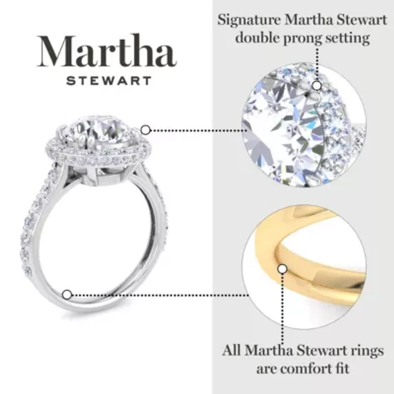 Lab Created Martha Stewart 4 Carat Round Grown Diamond Hidden Halo Engagement Ring Available 14K White and Yellow Gold