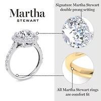 Lab Created Martha Stewart 4 Carat Round Grown Diamond Hidden Halo Engagement Ring Available 14K White and Yellow Gold