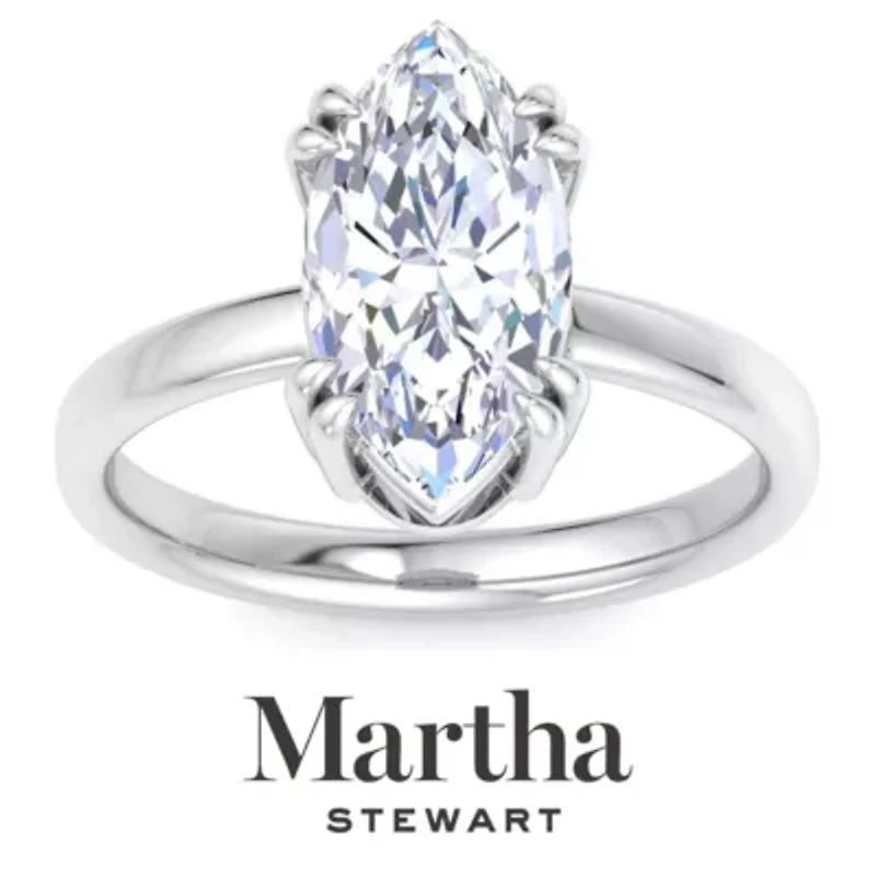 Lab Created Martha Stewart Carat Marquise Shape Grown Diamond Solitaire Engagement Ring Available 14K White and Yellow Gold