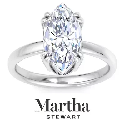 Lab Created Martha Stewart Carat Marquise Shape Grown Diamond Solitaire Engagement Ring Available 14K White and Yellow Gold