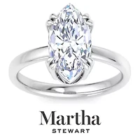 Lab Created Martha Stewart Carat Marquise Shape Grown Diamond Solitaire Engagement Ring Available 14K White and Yellow Gold
