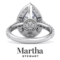 Lab Created Martha Stewart 4 Carat Pear Shape Grown Diamond Halo Engagement Ring Available 14K White and Yellow Gold