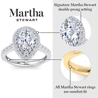 Lab Created Martha Stewart 4 Carat Pear Shape Grown Diamond Halo Engagement Ring Available 14K White and Yellow Gold
