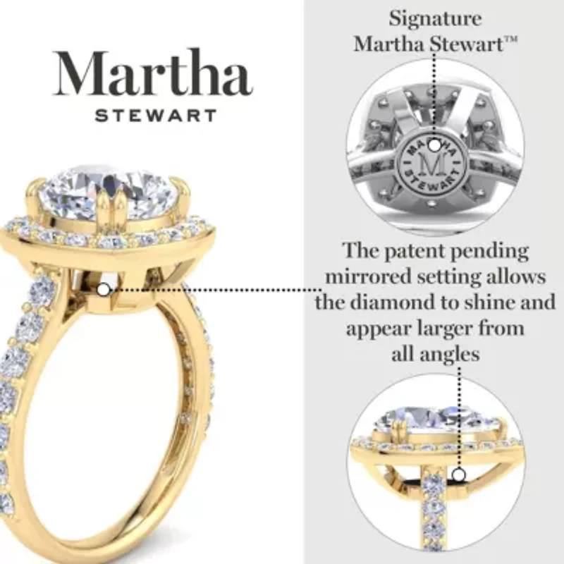 Lab Created Martha Stewart 4 Carat Pear Shape Grown Diamond Halo Engagement Ring Available 14K White and Yellow Gold