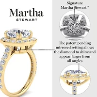 Lab Created Martha Stewart 4 Carat Pear Shape Grown Diamond Halo Engagement Ring Available 14K White and Yellow Gold