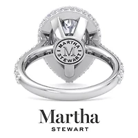 Lab Created Martha Stewart 4 Carat Pear Shape Grown Diamond Hidden Halo Engagement Ring Available 14K White and Yellow Gold