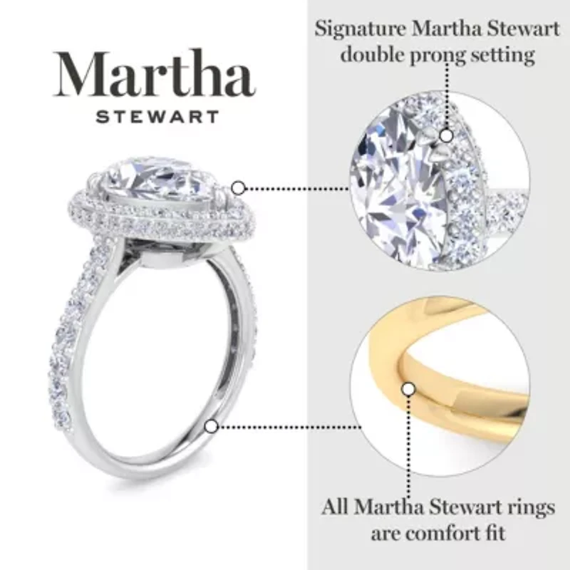 Lab Created Martha Stewart 4 Carat Pear Shape Grown Diamond Hidden Halo Engagement Ring Available 14K White and Yellow Gold