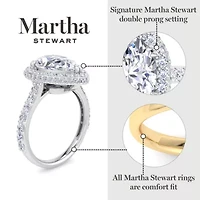 Lab Created Martha Stewart 4 Carat Pear Shape Grown Diamond Hidden Halo Engagement Ring Available 14K White and Yellow Gold