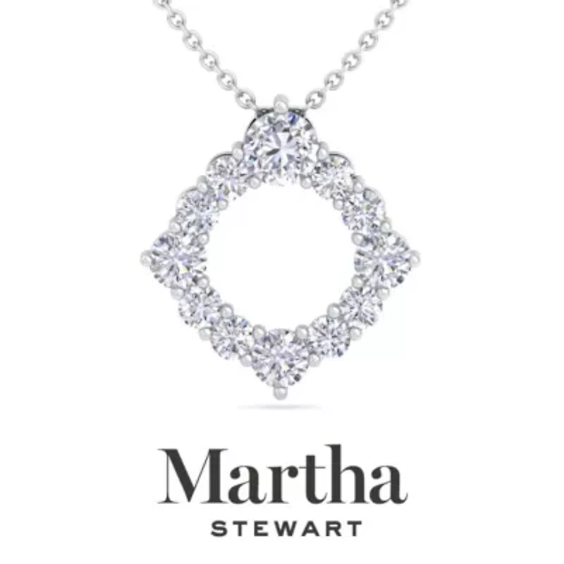 Lab Created Martha Stewart 4 Carat Grown Diamond Circle Necklace Available 14K White and Yellow Gold