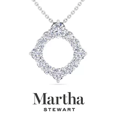 Lab Created Martha Stewart 4 Carat Grown Diamond Circle Necklace Available 14K White and Yellow Gold