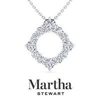 Lab Created Martha Stewart 4 Carat Grown Diamond Circle Necklace Available 14K White and Yellow Gold