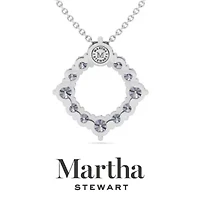 Lab Created Martha Stewart 4 Carat Grown Diamond Circle Necklace Available 14K White and Yellow Gold