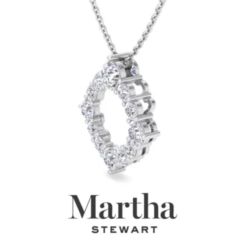 Lab Created Martha Stewart 4 Carat Grown Diamond Circle Necklace Available 14K White and Yellow Gold