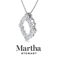 Lab Created Martha Stewart 4 Carat Grown Diamond Circle Necklace Available 14K White and Yellow Gold