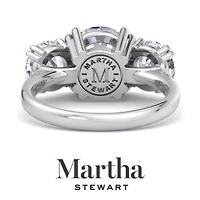 Lab Created Martha Stewart 5 Carat Round Grown Diamond Three Stone Engagement Ring Available 14K White and Yellow Gold