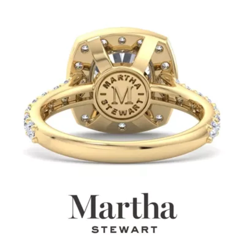 Lab Created 4 Carat Cushion Cut Grown Diamond Halo Engagement Ring Available 14K White and Yellow Gold