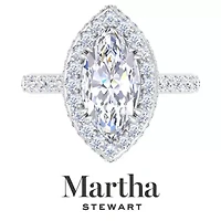 Lab Created Martha Stewart 4 Carat Marquise Shape Grown Diamond Hidden Halo Engagement Ring Available 14K White and Yellow Gold