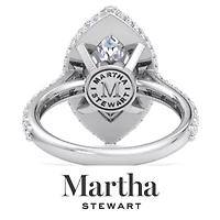 Lab Created Martha Stewart 4 Carat Marquise Shape Grown Diamond Hidden Halo Engagement Ring Available 14K White and Yellow Gold