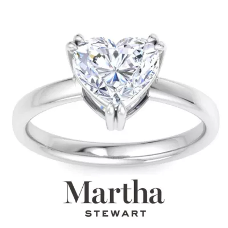 Lab Created Martha Stewart Carat Heart Shape Grown Diamond Solitaire Engagement Ring Available 14K White and Yellow Gold