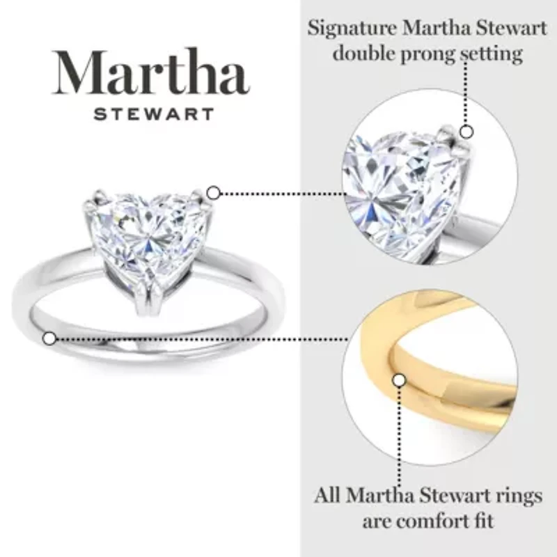 Lab Created Martha Stewart Carat Heart Shape Grown Diamond Solitaire Engagement Ring Available 14K White and Yellow Gold
