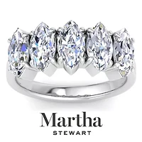 Lab Created Martha Stewart 3 Carat Round Grown Diamond Five Stone Engagement Ring Available 14K White and Yellow Gold