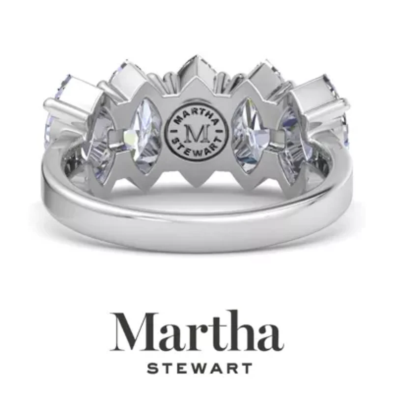Lab Created Martha Stewart 3 Carat Round Grown Diamond Five Stone Engagement Ring Available 14K White and Yellow Gold