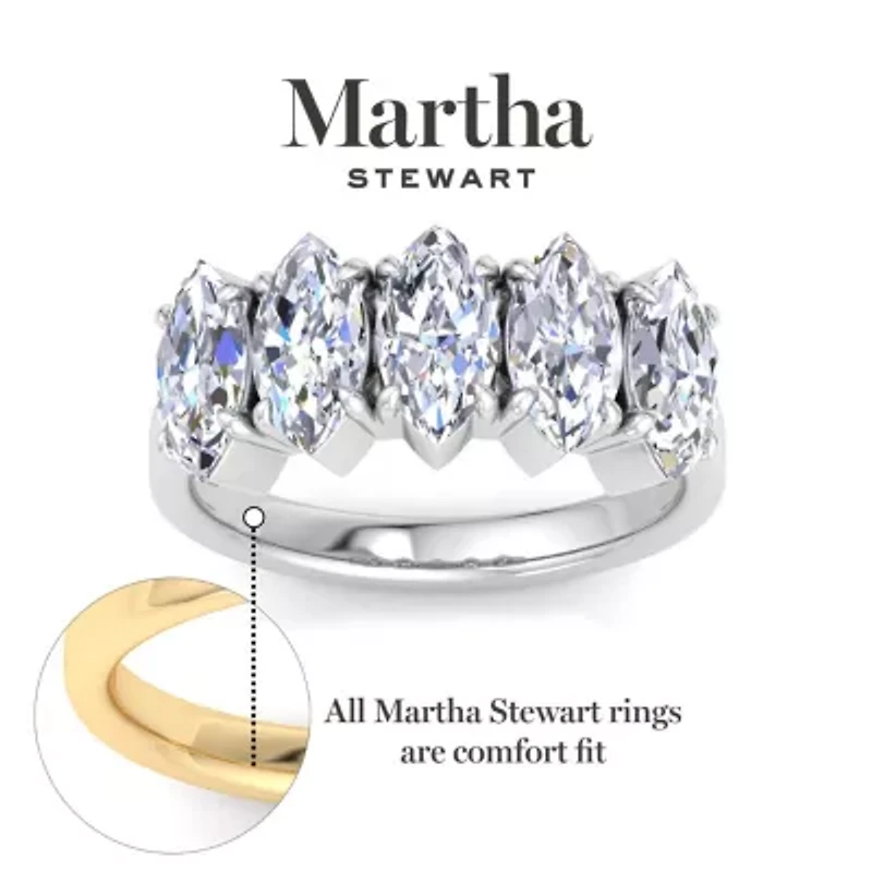 Lab Created Martha Stewart 3 Carat Round Grown Diamond Five Stone Engagement Ring Available 14K White and Yellow Gold