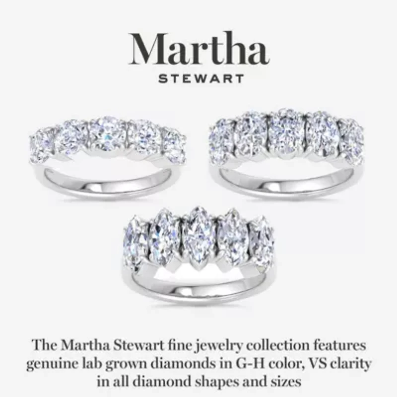 Lab Created Martha Stewart 3 Carat Round Grown Diamond Five Stone Engagement Ring Available 14K White and Yellow Gold