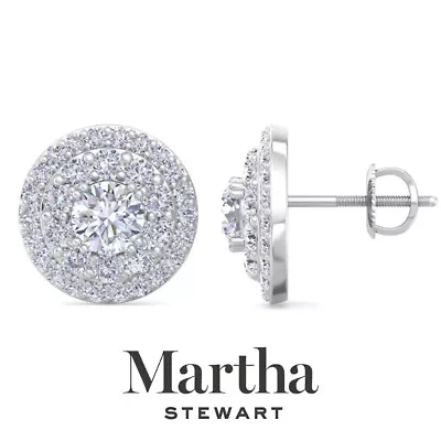 Lab Created Martha Stewart 4 Carat Grown Diamond Halo Stud Earrings Available 14 Karat White Or Yellow Gold