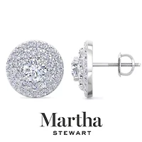 Lab Created Martha Stewart 4 Carat Grown Diamond Halo Stud Earrings Available 14 Karat White Or Yellow Gold