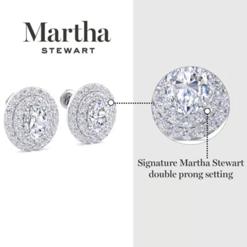 Lab Created Martha Stewart 4 Carat Grown Diamond Halo Stud Earrings Available 14 Karat White Or Yellow Gold