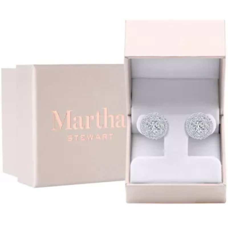 Lab Created Martha Stewart 4 Carat Grown Diamond Halo Stud Earrings Available 14 Karat White Or Yellow Gold