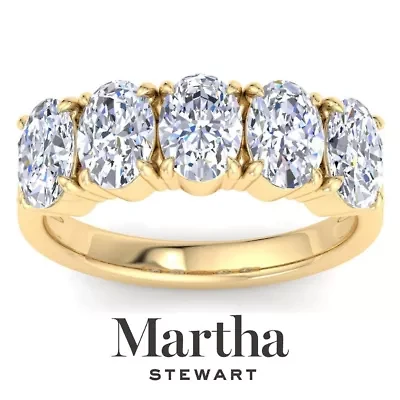 Lab Created 3 Carat Oval Shape Grown Diamond Five Stone Engagement Ring Available 14K White and Yellow Gold