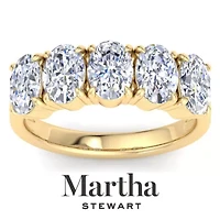 Lab Created 3 Carat Oval Shape Grown Diamond Five Stone Engagement Ring Available 14K White and Yellow Gold