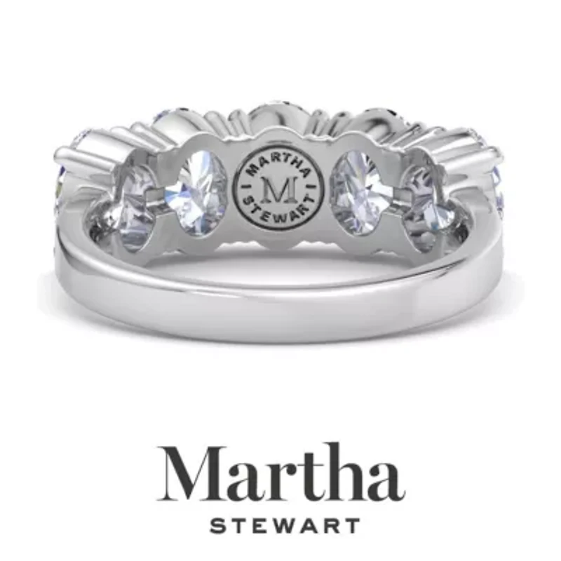 Lab Created Martha Stewart 3 Carat Oval Shape Grown Diamond Five Stone Engagement Ring Available 14K White and Yellow Gold
