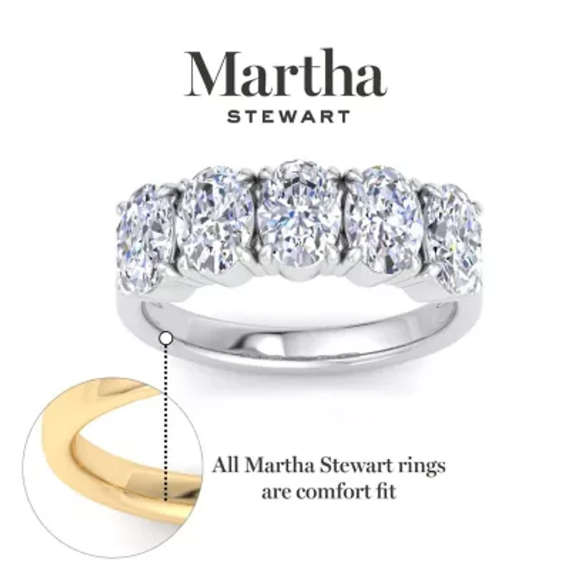 Lab Created Martha Stewart 3 Carat Oval Shape Grown Diamond Five Stone Engagement Ring Available 14K White and Yellow Gold