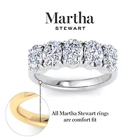 Lab Created Martha Stewart 3 Carat Oval Shape Grown Diamond Five Stone Engagement Ring Available 14K White and Yellow Gold