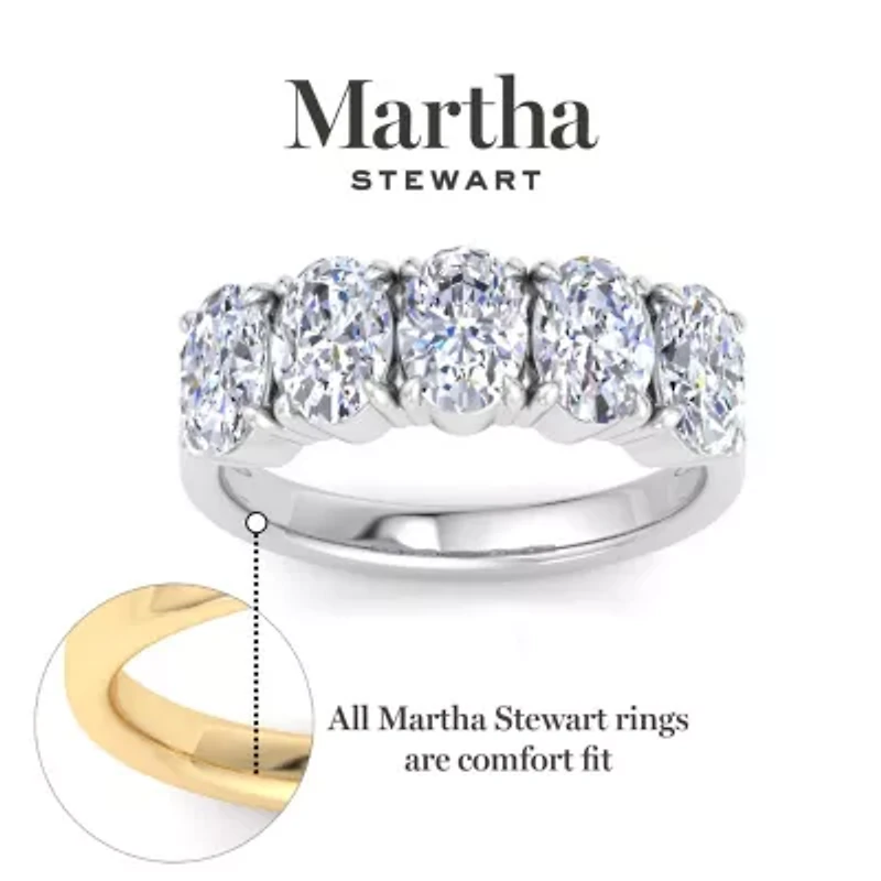 Lab Created 3 Carat Oval Shape Grown Diamond Five Stone Engagement Ring Available 14K White and Yellow Gold