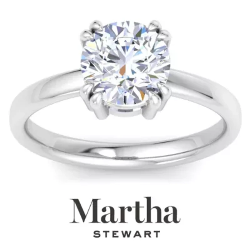 Lab Created Martha Stewart Carat Round Shape Grown Diamond Solitaire Engagement Ring Available 14K White and Yellow Gold