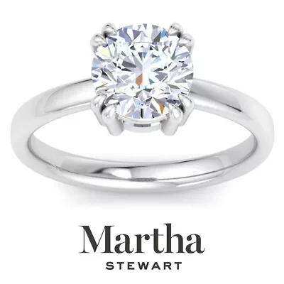 Lab Created Martha Stewart Carat Round Shape Grown Diamond Solitaire Engagement Ring Available 14K White and Yellow Gold